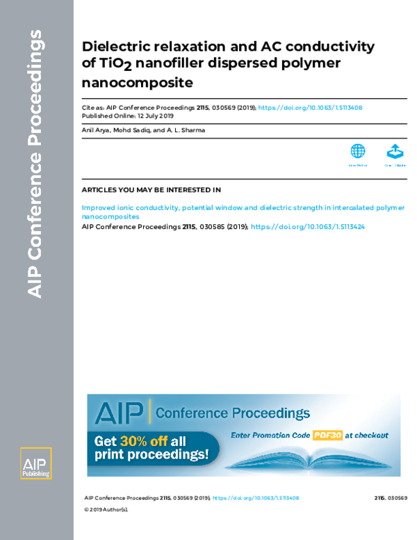 (PDF) Dielectric relaxation and AC conductivity of TiO2 nanofiller ...