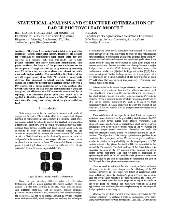 (PDF) Statistical Analysis and Structure Optimization of Large ...