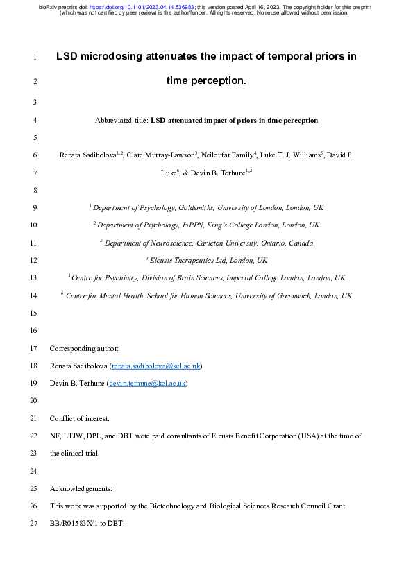 (PDF) LSD microdosing attenuates the impact of temporal priors in time ...
