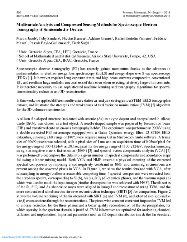 (PDF) Multivariate Analysis and Compressed Sensing Methods for ...