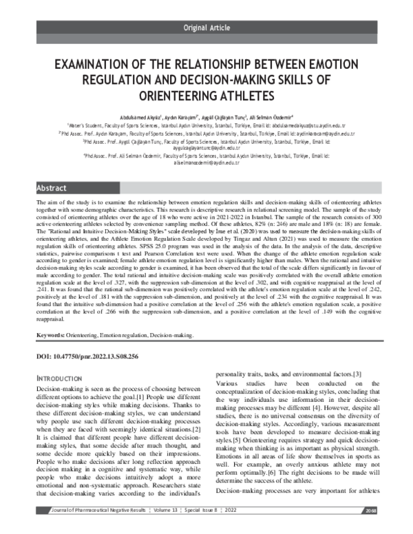 (PDF) Examination of the Relationship Between Emotion Regulation and ...