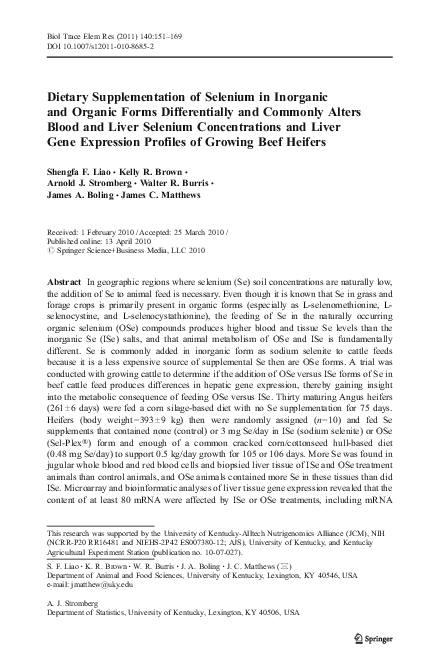 (PDF) Dietary supplementation of selenium in inorganic and organic ...