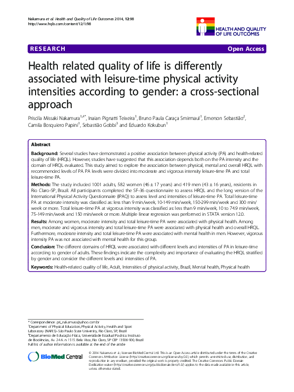 (PDF) Health related quality of life is differently associated with ...