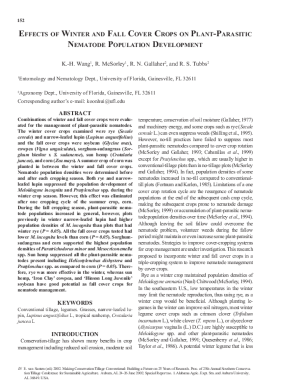 (PDF) Effects of winter and fall cover crops on plant-parasitic ...