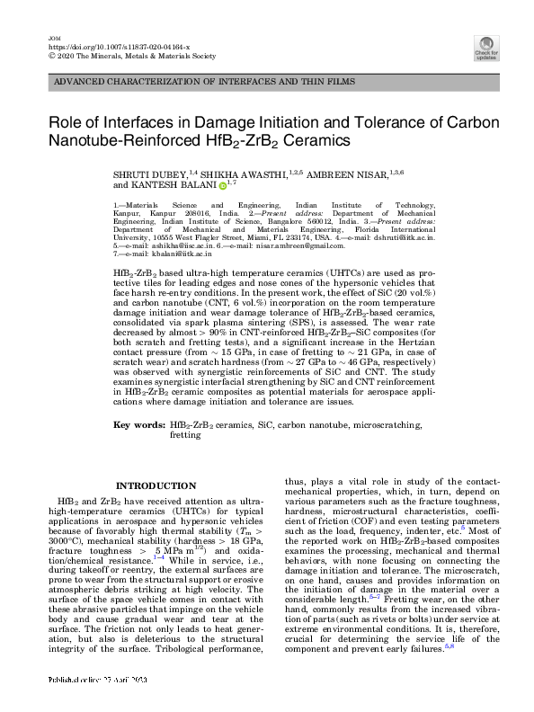 (PDF) Role of Interfaces in Damage Initiation and Tolerance of Carbon ...