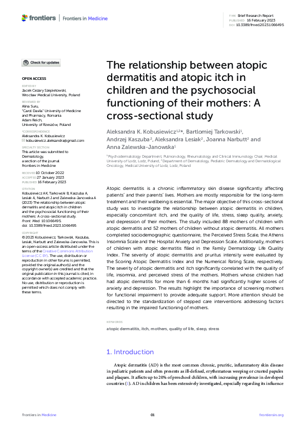 (PDF) The relationship between atopic dermatitis and atopic itch in ...