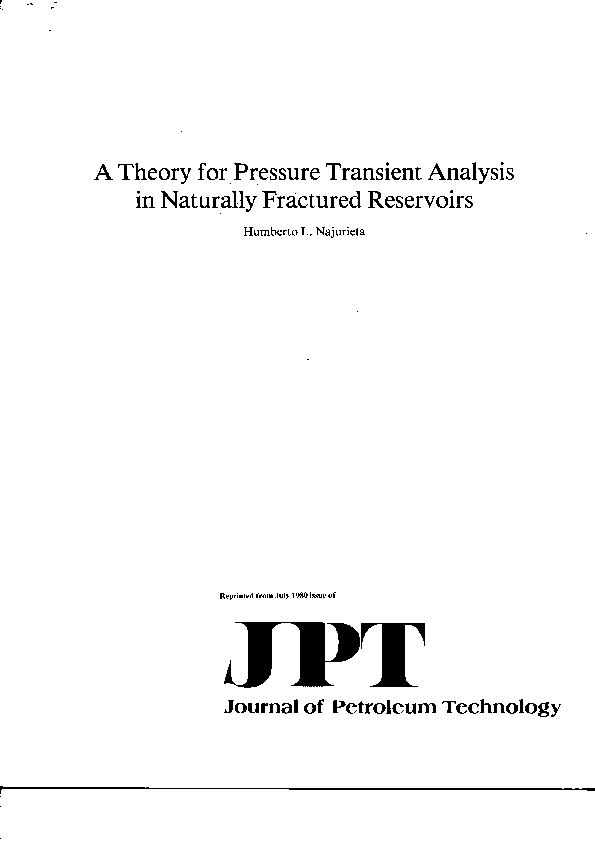 (PDF) A Theory for Pressure Transient Analysis in Naturally Fractured ...