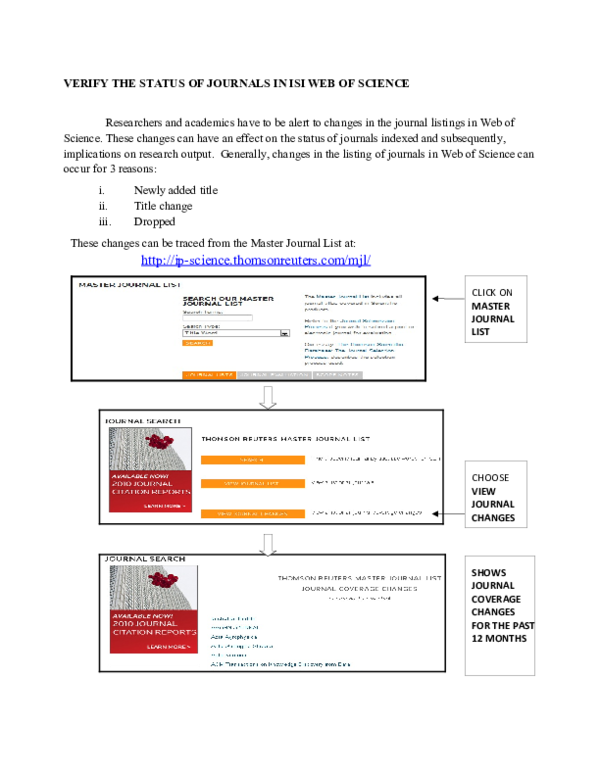 (DOC) Verifying the status of journals in ISI web of science