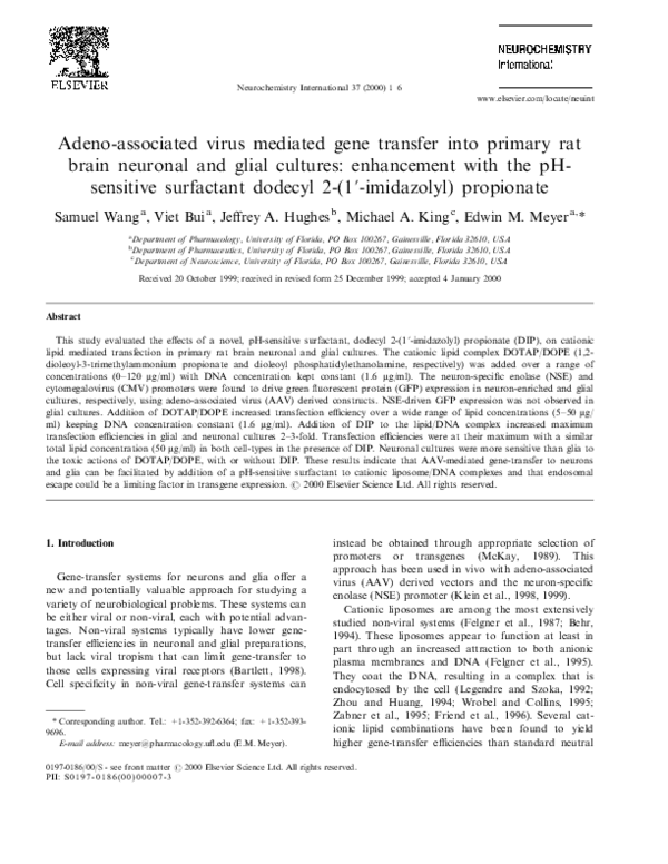 (PDF) Adeno-associated virus mediated gene transfer into primary rat ...