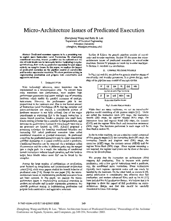 (PDF) Micro-architecture issues of predicated execution