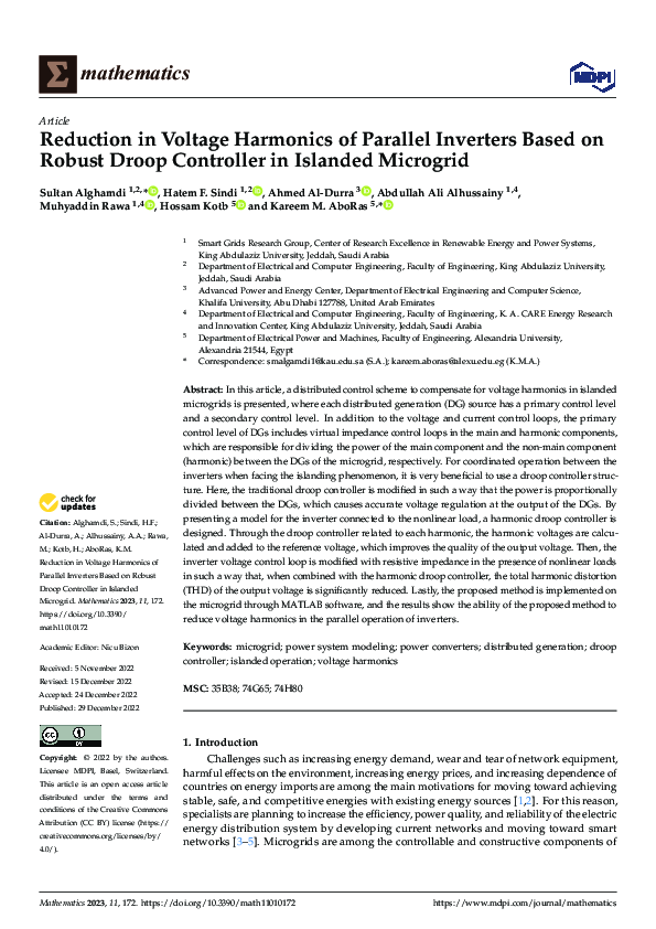 (PDF) Reduction in Voltage Harmonics of Parallel Inverters Based on ...