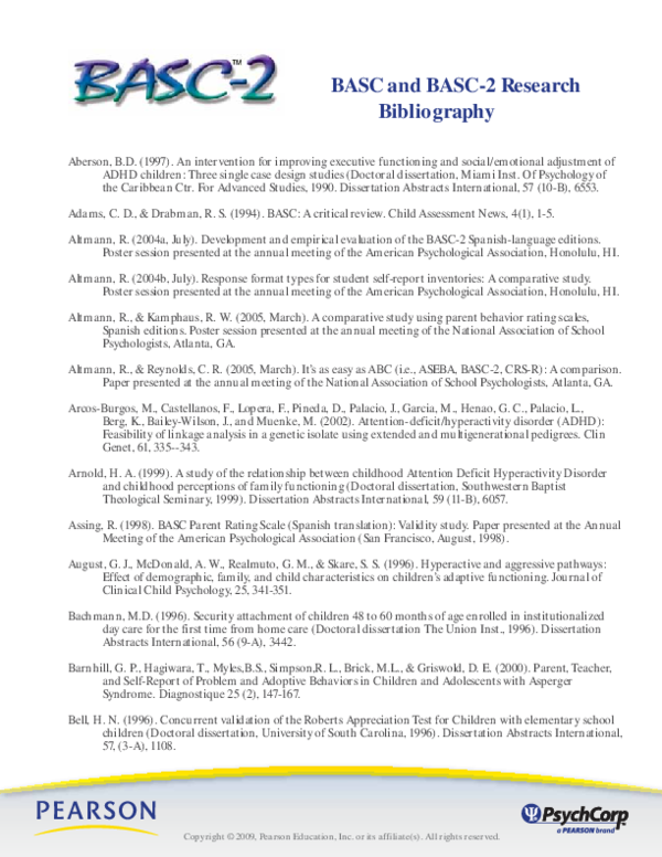 (PDF) BASC and BASC2 Research Bibliography