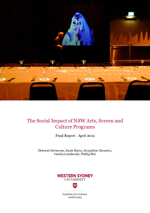 (PDF) The Social Impact of NSW Arts, Screen and Culture Programs ...