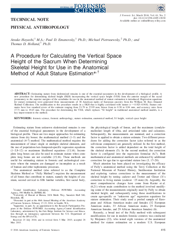 (PDF) A Procedure for Calculating the Vertical Space Height of the
