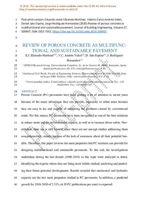 (PDF) Review of porous concrete as multifunctional and sustainable pavement