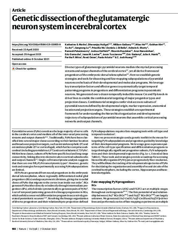 (PDF) Genetic dissection of the glutamatergic neuron system in cerebral ...