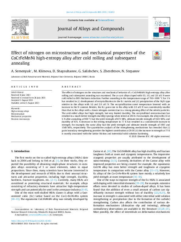 (PDF) Effect of nitrogen on the microstructure and mechanical ...