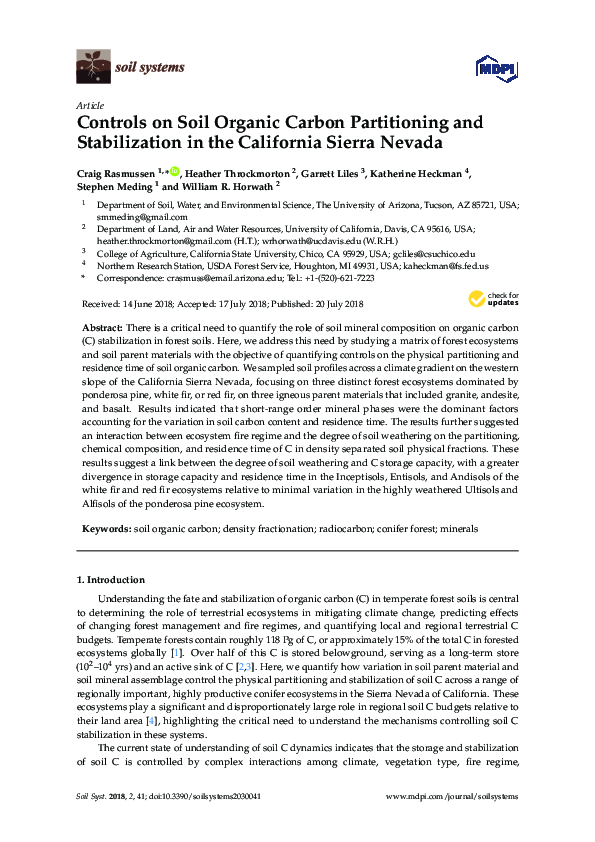 (PDF) Controls on Soil Organic Carbon Partitioning and Stabilization in ...