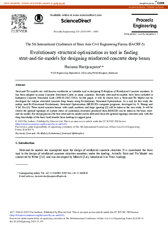 (PDF) Evolutionary Structural Optimization as Tool in Finding Strut-and ...