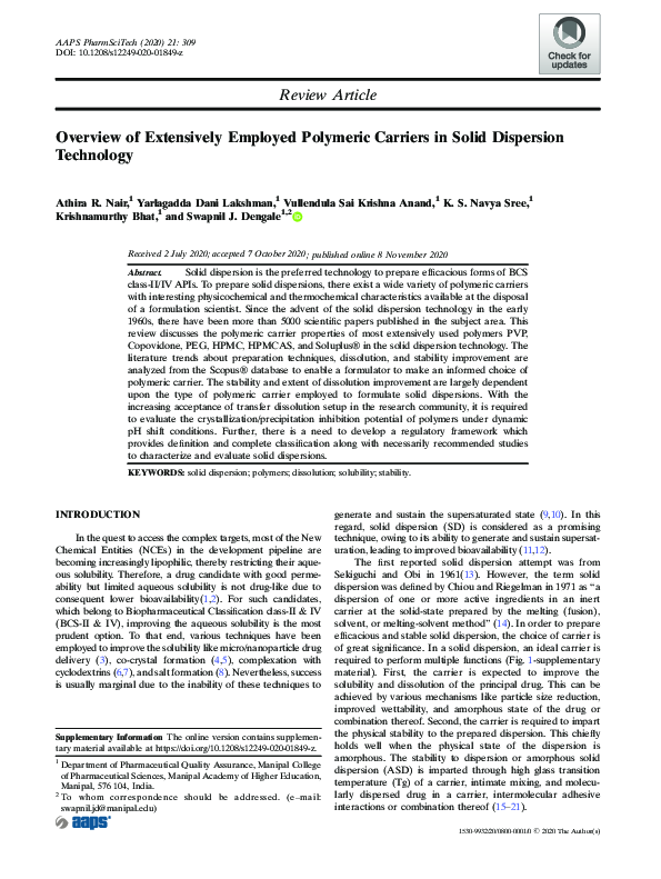 (PDF) Overview of Extensively Employed Polymeric Carriers in Solid ...