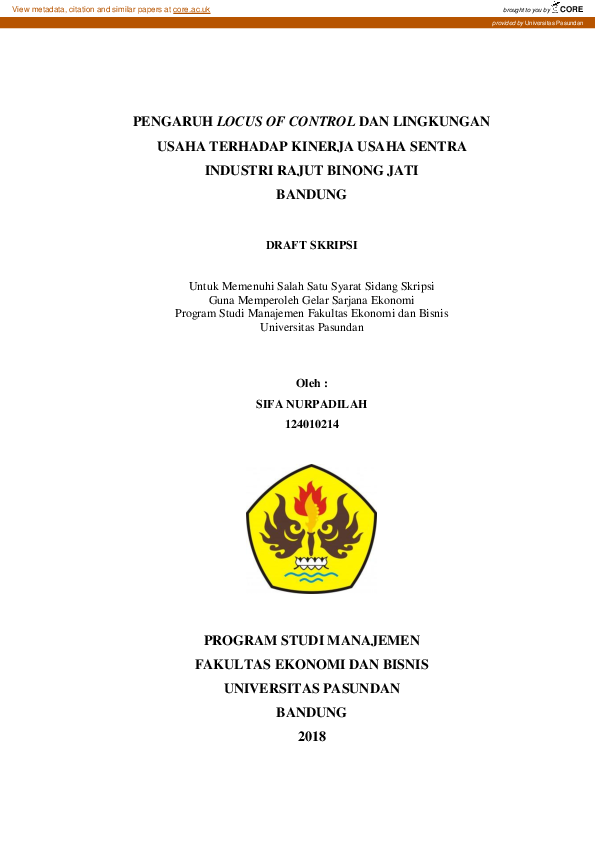 (PDF) Pengaruh Locus of Control Dan Lingkungan Usaha Terhadap Kinerja ...