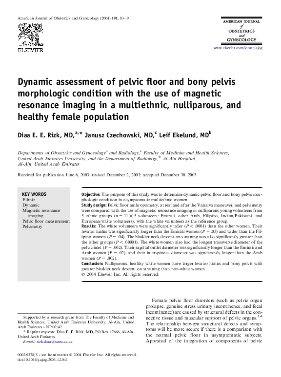 (PDF) Dynamic assessment of pelvic floor and bony pelvis morphologic ...