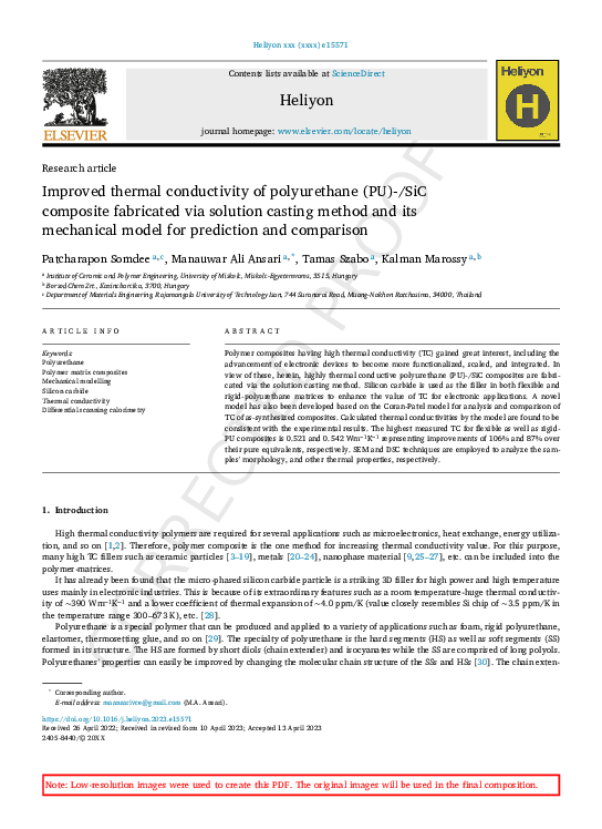 (PDF) Improved thermal conductivity of polyurethane (PU)-/SiC composite ...