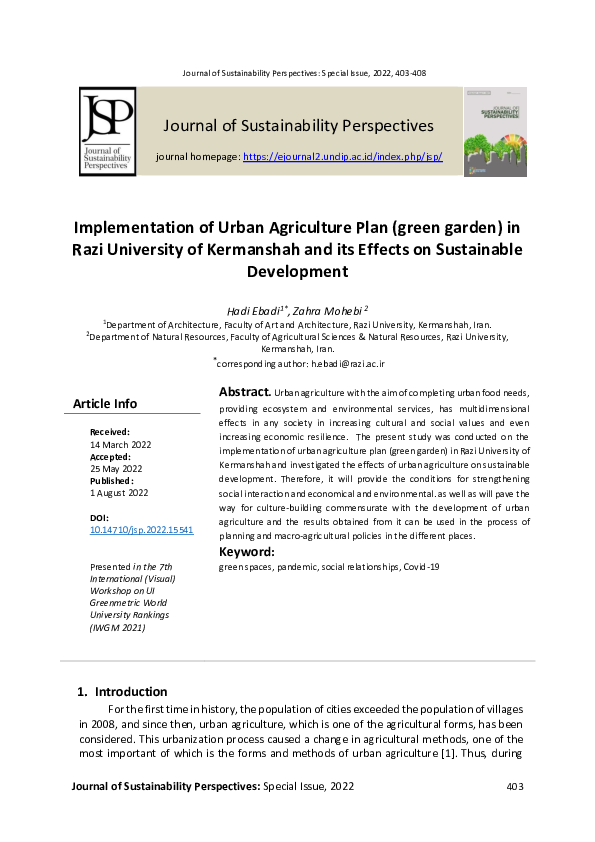 View of (PDF) Implementation of Urban Agriculture Plan (green garden) in Razi ...