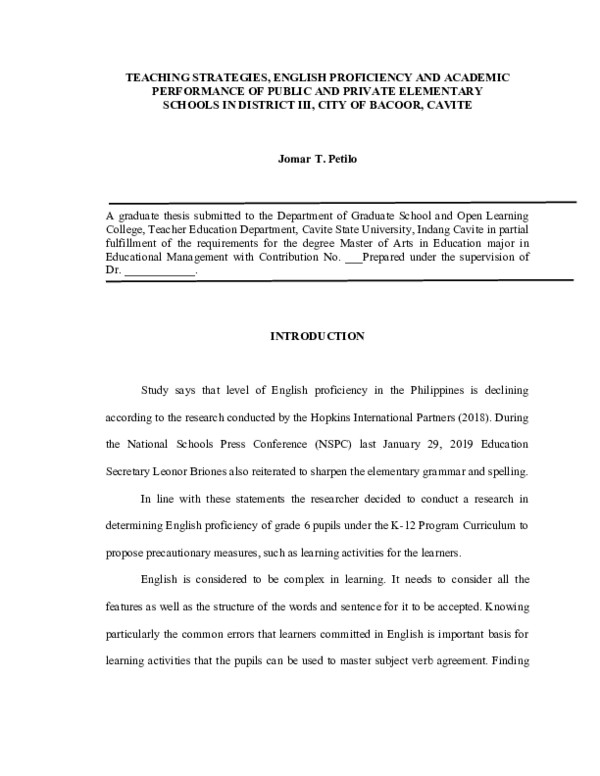 (DOC) TEACHING STRATEGIES, ENGLISH PROFICIENCY AND ACADEMIC PERFORMANCE ...