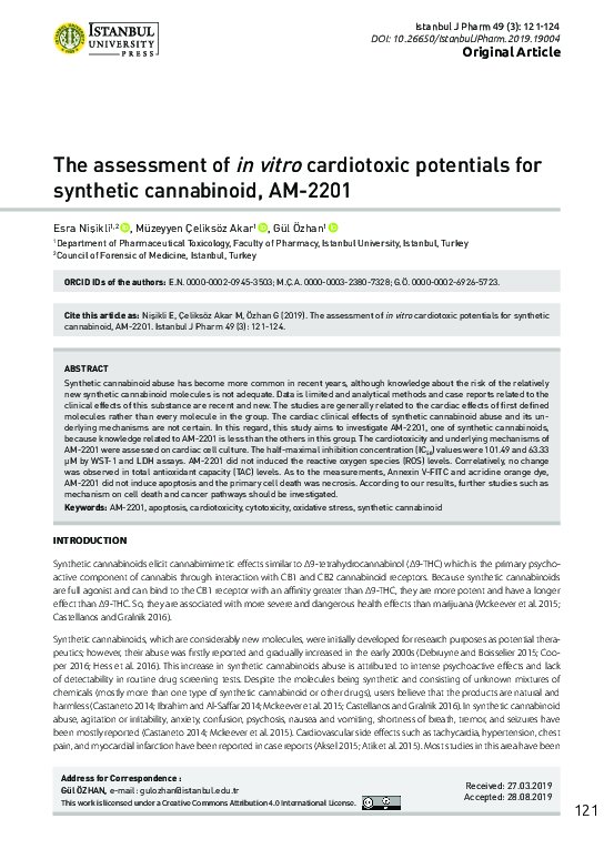 (PDF) The Assessment of in Vitro Cardiotoxic Potentials for Synthetic ...