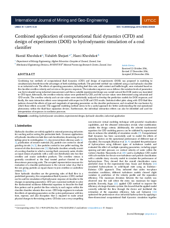  pdf combined application of computational fluid dynamics cfd and