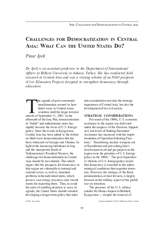(PDF) Challenges for Democratization in Central Asia: What Can the ...