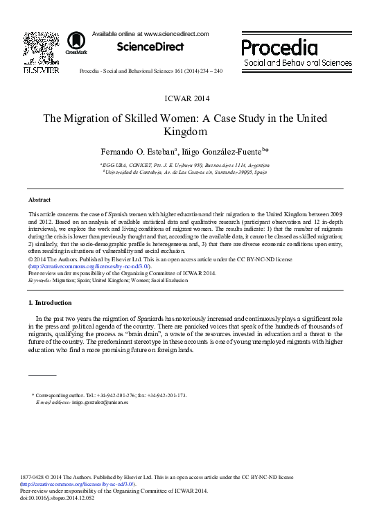 (PDF) The Migration of Skilled Women: A Case Study in the United Kingdom