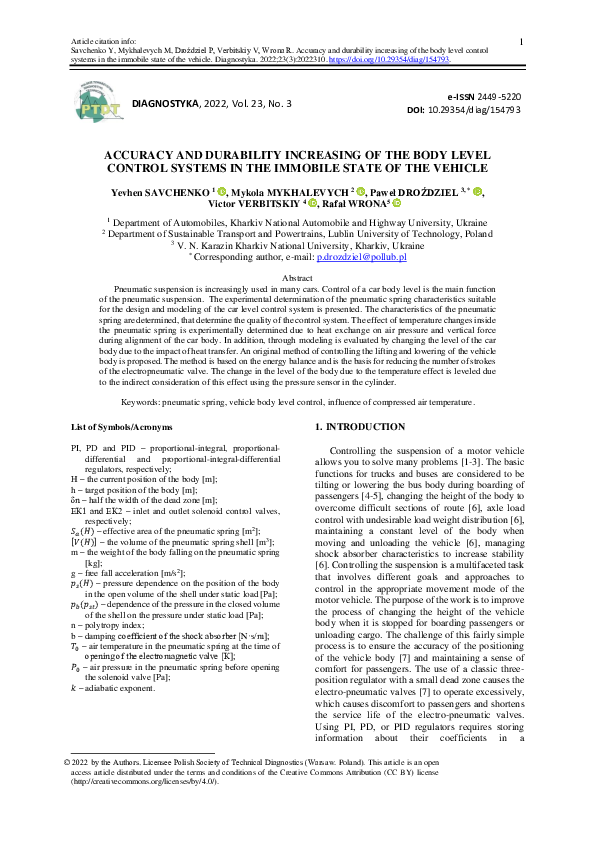 (PDF) Accuracy and durability increasing of the body level control ...