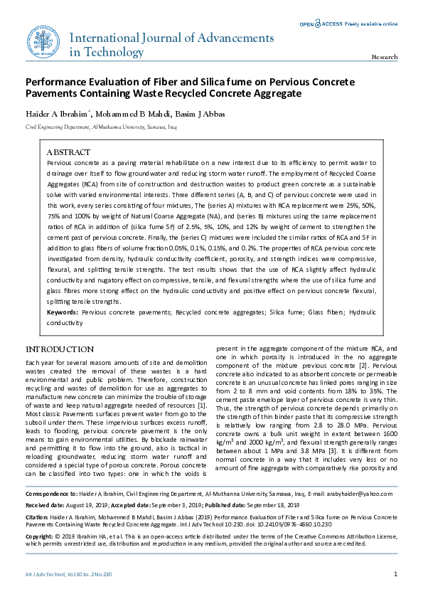 (PDF) Properties of pervious concrete containing recycled concrete ...