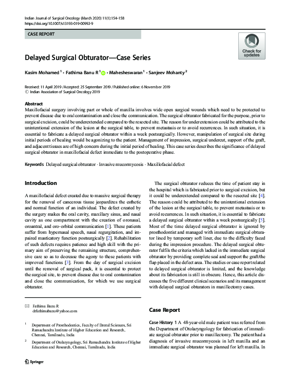 (PDF) Delayed Surgical Obturator—Case Series