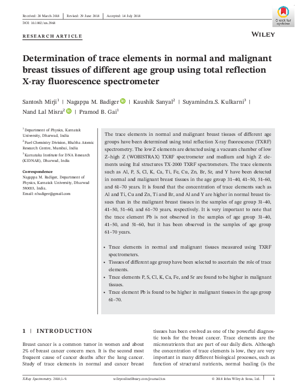 (PDF) Determination of trace elements in normal and malignant breast ...