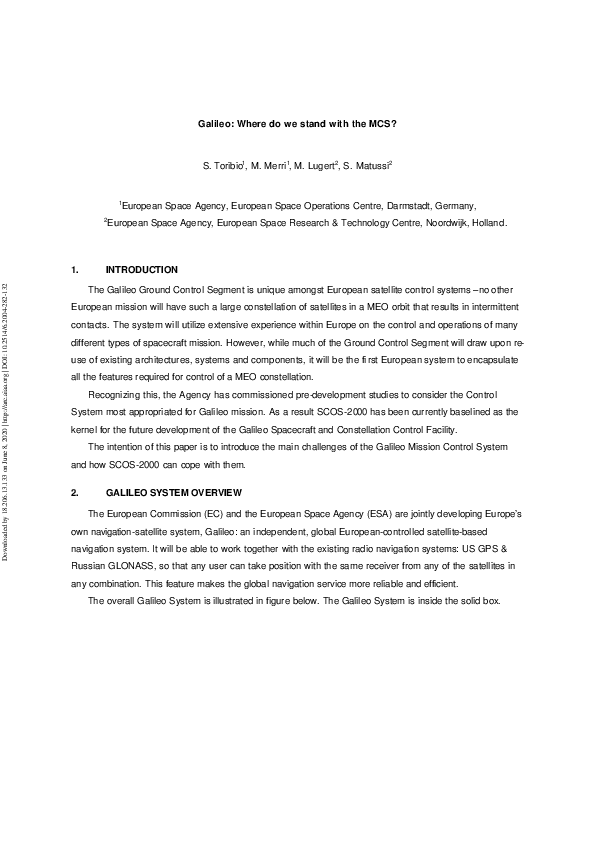 (PDF) Galileo: Where Do We Stand with the MCS?