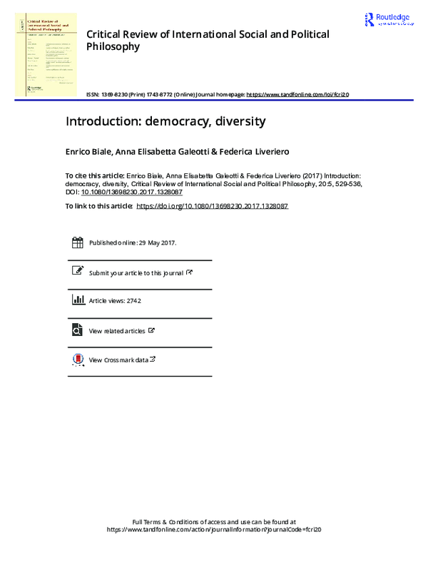(PDF) Introduction: democracy, diversity