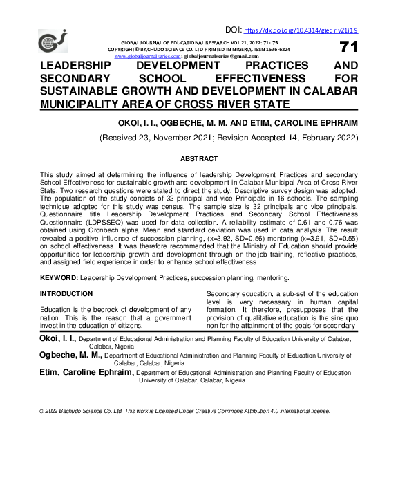(PDF) Leadership development practices and secondary school ...