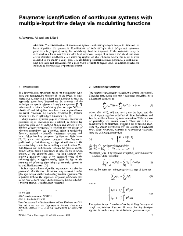 (PDF) Parameter identification of continuous systems with multiple ...
