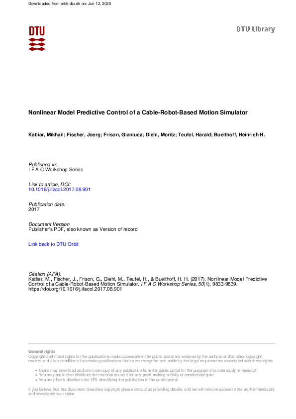 (PDF) Nonlinear Model Predictive Control of a Cable-Robot-Based Motion ...