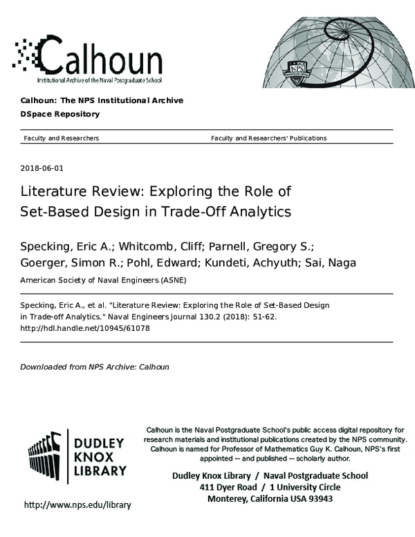 (PDF) Literature Review: Exploring the Role of Set-Based Design in ...