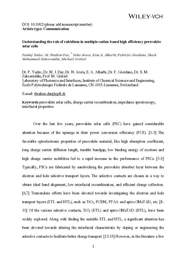 (PDF) The Role of Rubidium in Multiple-Cation-Based High-Efficiency ...