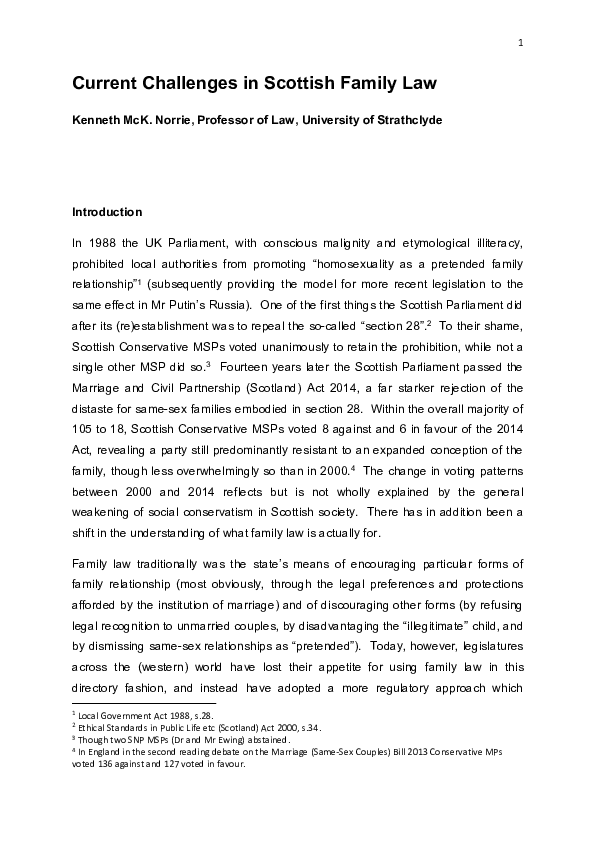 (PDF) Current challenges in Scottish family law