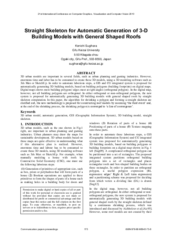 (PDF) Straight Skeleton for Automatic Generation of 3-D Building Models ...