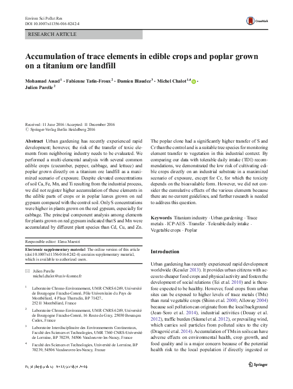 (PDF) Accumulation of trace elements in edible crops and poplar grown ...