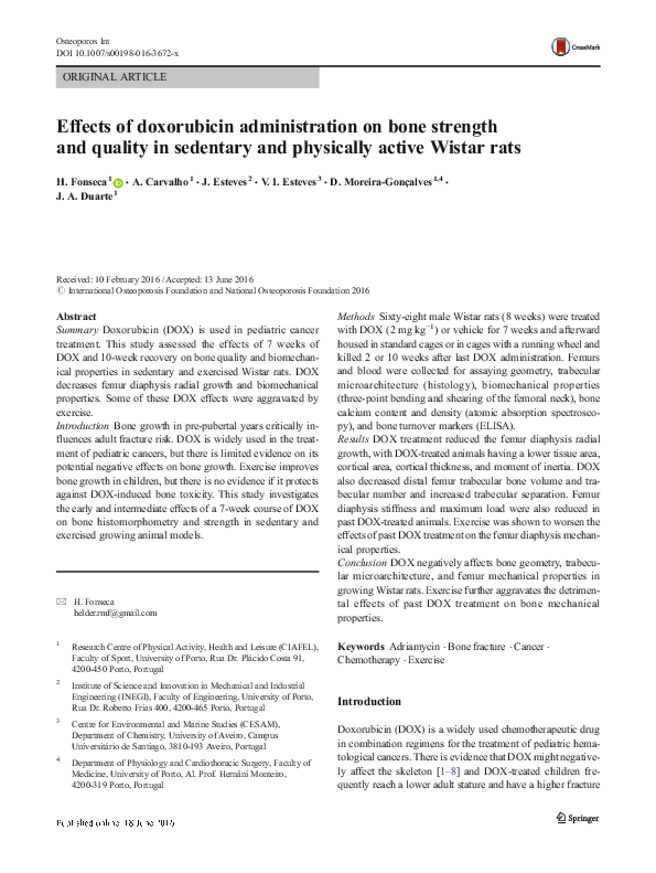(PDF) Effects of doxorubicin administration on bone strength and ...