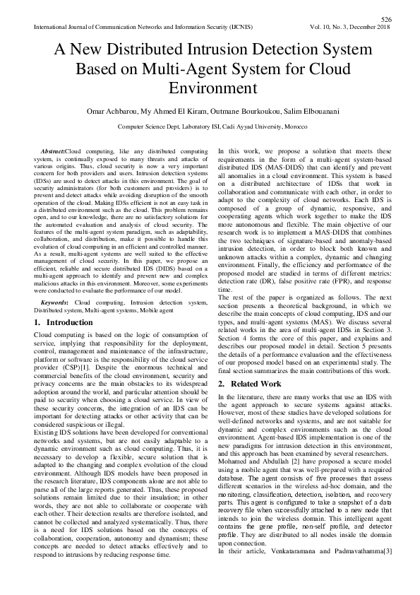 (PDF) A New Distributed Intrusion Detection System Based on Multi-Agent ...