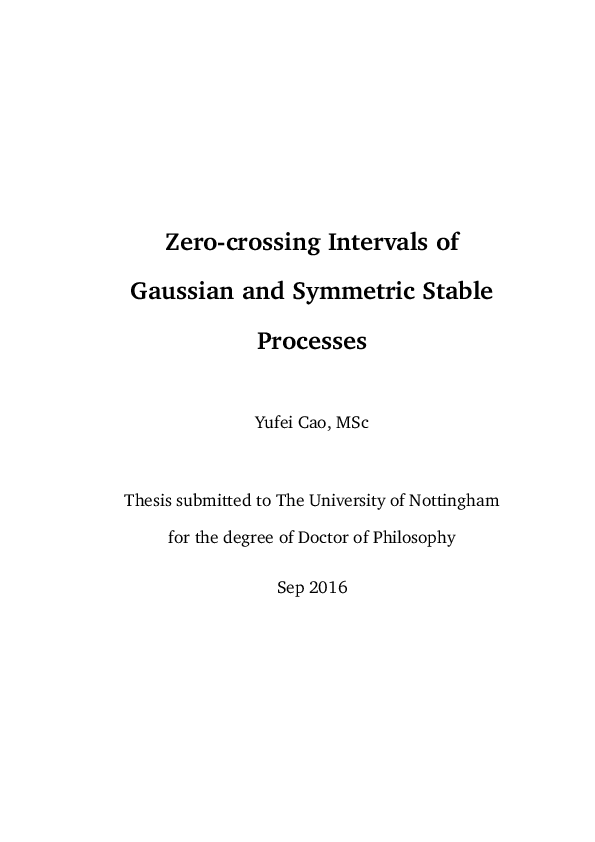 (PDF) Zerocrossing intervals of Gaussian and symmetric stable